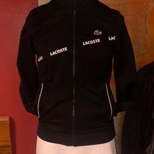 Lacoste zip up track jacket in black